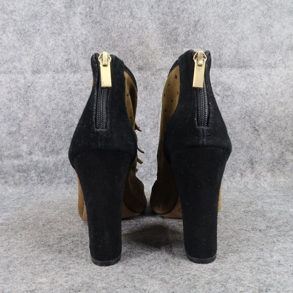 Jessica Simpson Shoes Womens 8.5 Bootie Fringe Open Toe Two Tone Leather Fashion - Picture 5 of 13